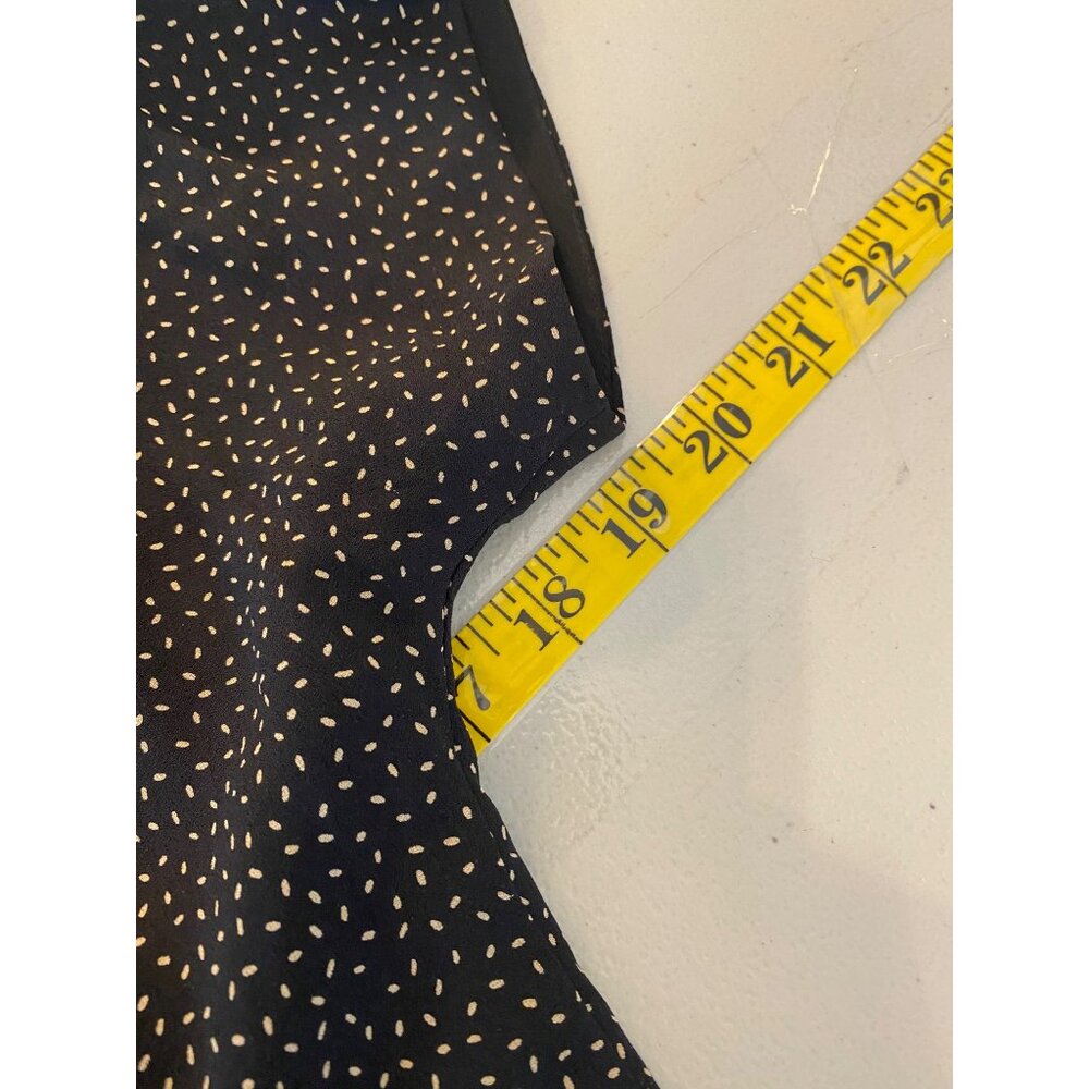 Dana Buchman Midi Dress Black White Dots Short Sleeve Collared Buttons up Silk - Picture 6 of 10